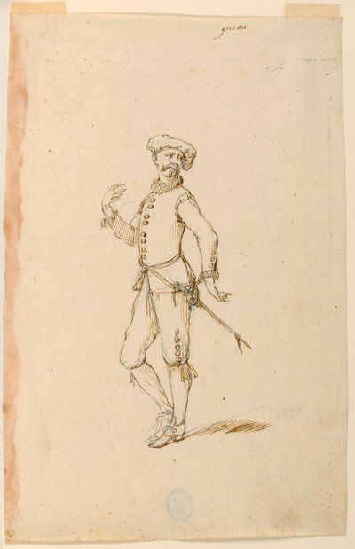 Tegning, kostymedesign: En kaptein for en ballett, ca. 1720 av Unknown artistUnknown artist