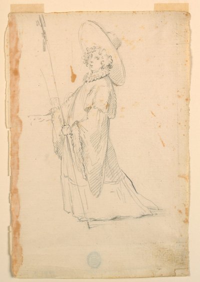 Tegning, kostymedesign: En jente i fantastisk antrekk til en ballett, ca. 1720 av Unknown artistUnknown artist