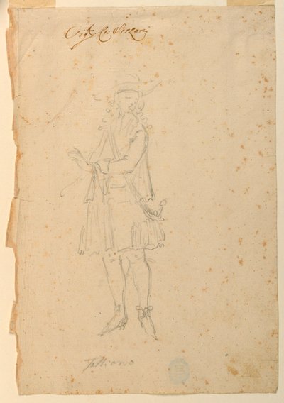 Tegning, kostymedesign: En verdensmann til en ballett, ca. 1720 av Unknown artistUnknown artist