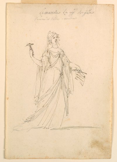 Tegning, kostymedesign: Musikk til ballett, ca. 1720 av Unknown artistUnknown artist