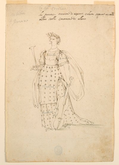 Tegning, kostymedesign: Poesi for en ballett, ca. 1720 av Unknown artistUnknown artist