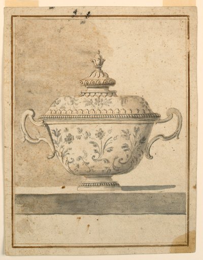 Tegning, Dekket keramisk fat, 1750–90 av Unknown artistUnknown artist