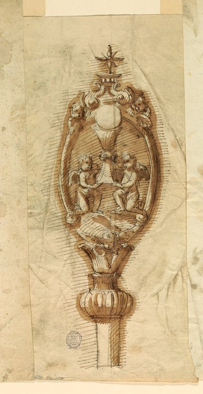 Tegning, våpenskjold av en prosesjonsstav, 1600–1650 av Unknown artistUnknown artist