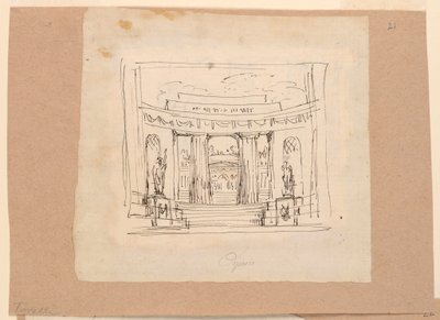 Tegning, gardindesign, buet portal, antikk arkitektur, tidlig på 1800-tallet av Unknown artistUnknown artist