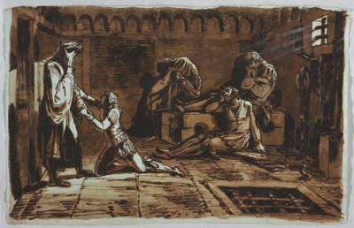 Tegning, Grev Ugolinos og sønnenes død, 1815–1823 av Unknown artistUnknown artist