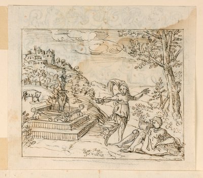 Tegning, Thisbes død, 1600–1625 av Unknown artistUnknown artist