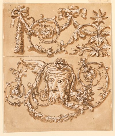 Tegning, dekorasjon av en frise, 1700- og 1800-tallet av Unknown artistUnknown artist