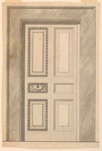 Tegning, dekorasjon av en foldedør, ca. 1780 av Unknown artistUnknown artist