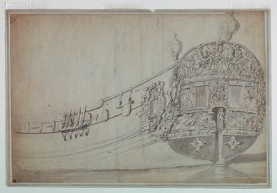 Tegning, dekorativ design for akterenden av et skip, ca. 1705 av Unknown artistUnknown artist