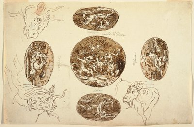 Tegning, Jupiters gjerninger, for et tak, 1812 av Unknown artistUnknown artist