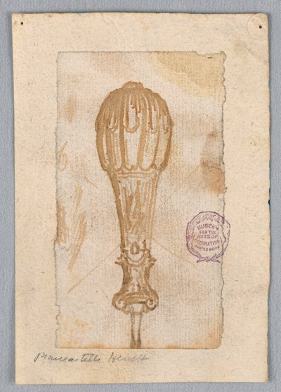 Tegning, design av et håndtak, 1600- og 1800-tallet av Unknown artistUnknown artist