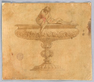 Tegning, design for en bolle med elskere, 1600- og 1800-tallet av Unknown artistUnknown artist