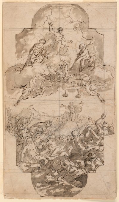Tegning, design for et tak i en kirke, 1700–1750 av Unknown artistUnknown artist