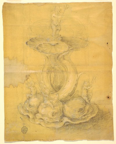 Tegning, design for et midtpunkt, 1630–60 av Unknown artistUnknown artist