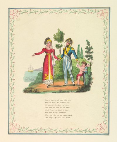 Hilsenkort, «Bli på land, – å, bli hos meg...», ca. 1821 av Unknown artistUnknown artist