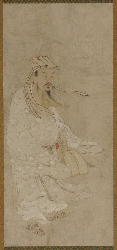 En kinesisk mann som står i sterk vind av Unknown artist