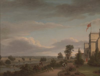 Et landsted i et elvelandskap, tidligere identifisert som Oatlands av Unknown artist