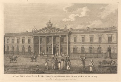 Et frontbilde av East India House i Leadenhall Street av Unknown artist