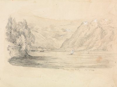 En innsjø omgitt av fjell av Unknown artist