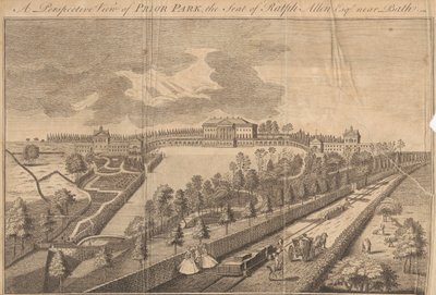 En perspektivvisning av Prior Park, setet til Ralph Allen Esq. nær Bath av Unknown artist