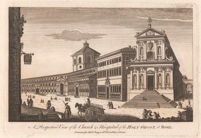 Et perspektivbilde av Den hellige ånds kirke og sykehus i Roma av Unknown artist