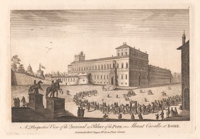 En perspektivvisning av Quirinal eller Pavepalasset, på Mount Cavalle i Roma av Unknown artist