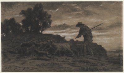 En hyrde med flokken sin av Unknown artist