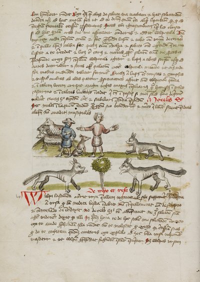 En gjeter med hunden og flokken sin; en mann som jager bort en ulv av Unknown artist