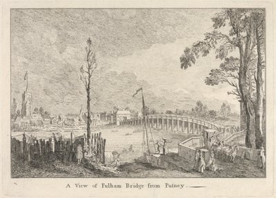 Utsikt over Fulham Bridge fra Putney av Unknown artist