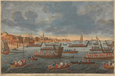 En utsikt over Gravesend i Kent, med tropper som passerer Themsen til Tilbury Fort av Unknown artist