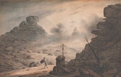 En utsikt over Valley of Stones, Devon, med en scene i Tempest, 1. akt av Unknown artist