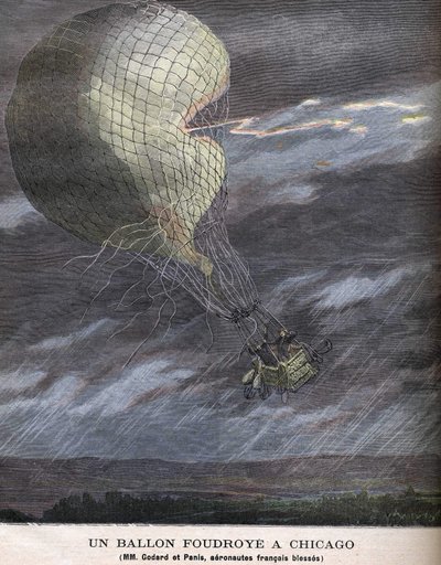 En ballong traff Chicago Louis Godard Jr. (1858-1933) og Panis ble såret LØRDAG 25. juli av Unknown artist