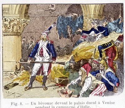 En bivuakk foran hertugpalasset i Venezia under den italienske kampanjen av Unknown artist