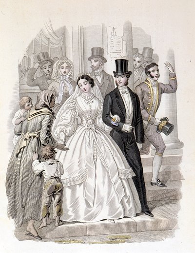 Et borgerlig bryllup, gravering fra 1860. av Unknown artist
