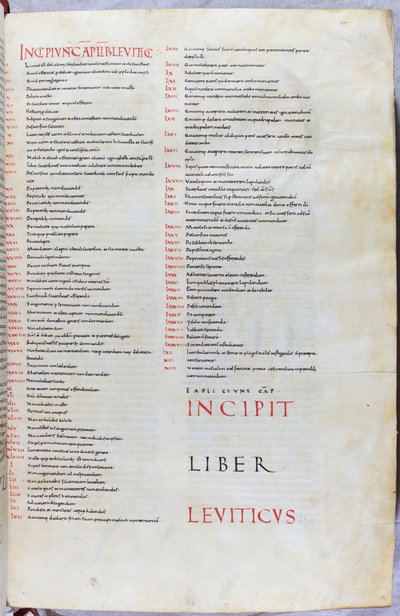 En side fra Bibelen fra det 11. århundre med begynnelsen av Leviticus-boken av Unknown artist