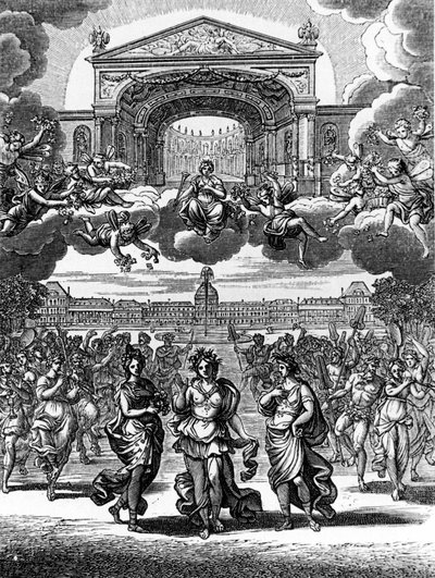 En scene av Alceste av Jean Baptiste Lully (Giovanni Battista Lulli) (1632-1687). av Unknown artist