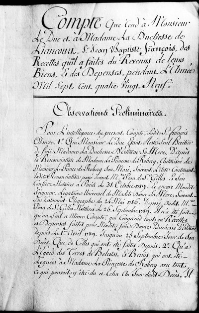 Regnskapsbok for året 1789 av eiendommen til hertugen av Rochefoucauld Liancourt. av Unknown artist