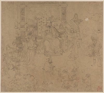 Album med daoistiske og buddhistiske temaer: Kings of Hells: Leaf 36 av Unknown artist