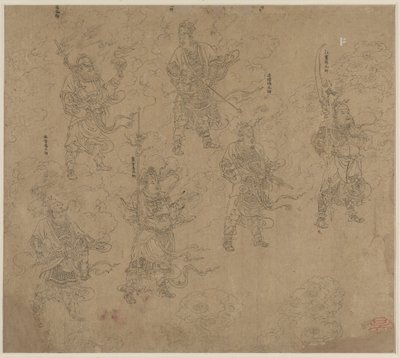 Album med daoistiske og buddhistiske temaer: Procession of Daoist Deities: Leaf 12 av Unknown artist