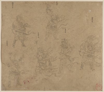 Album med daoistiske og buddhistiske temaer: Procession of Daoist Deities: Leaf 13 av Unknown artist