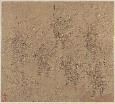 Album med daoistiske og buddhistiske temaer: Procession of Daoist Deities: Leaf 16 av Unknown artist