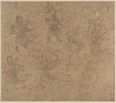 Album med daoistiske og buddhistiske temaer: Procession of Daoist Deities: Leaf 19 av Unknown artist