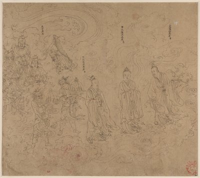 Album med daoistiske og buddhistiske temaer: Procession of Daoist Deities: Leaf 20 av Unknown artist