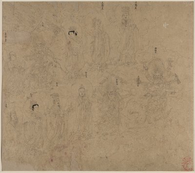 Album med daoistiske og buddhistiske temaer: Procession of Daoist Deities: Leaf 21 av Unknown artist