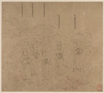 Album med daoistiske og buddhistiske temaer: Procession of Daoist Deities: Leaf 22 av Unknown artist