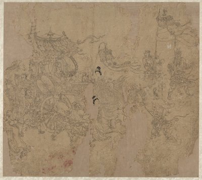 Album med daoistiske og buddhistiske temaer: Procession of Daoist Deities: Leaf 3 av Unknown artist