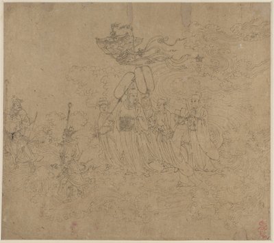 Album med daoistiske og buddhistiske temaer: Procession of Daoist Deities: Leaf 6 av Unknown artist