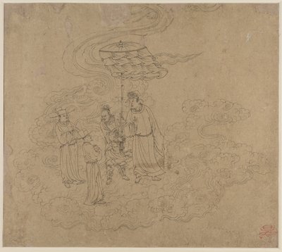 Album med daoistiske og buddhistiske temaer: Procession of Daoist Deities: Leaf 9 av Unknown artist