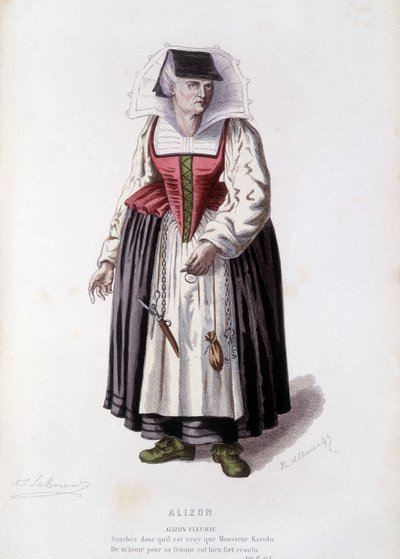 Alizon Fleurie i "Alizon"" (av JC Discret), i "" fransk teater på 1500- og 1600-tallet før Moliere"" av Edouard Fournier av Unknown artist