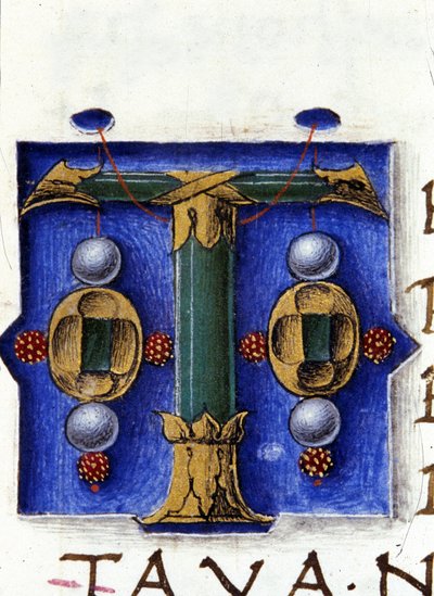 Alfabet: miniatyrert bokstav T av Unknown artist